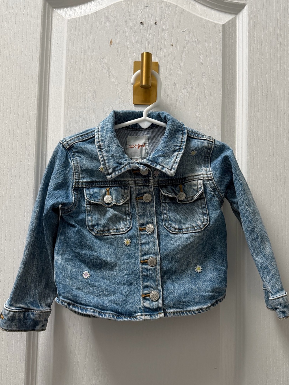 Cat & Jack Light Blue Denim Jacket with Daisy Accents